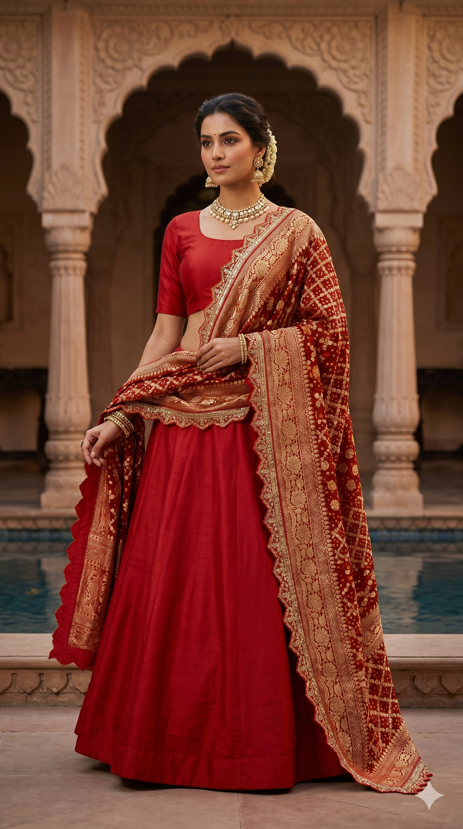 The Noor-i-Aroosa Scallop Bandhej Dupatta