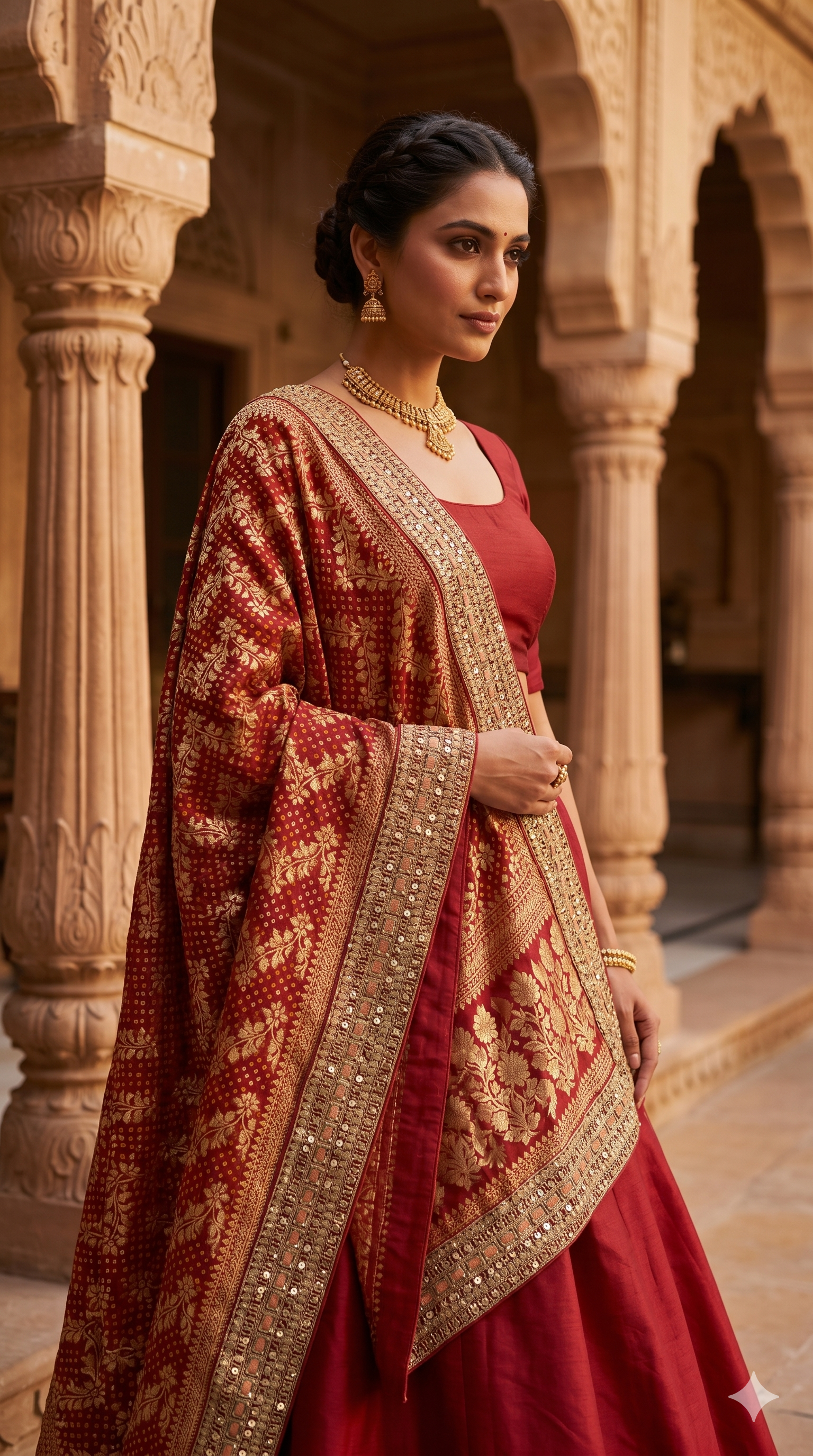 The Shahi Jaal Bandhej Dupatta