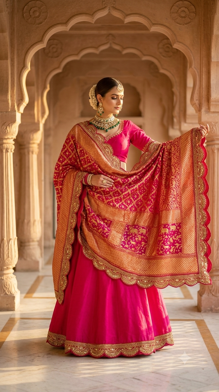 Rani Vaibhav Bandhej Dupatta