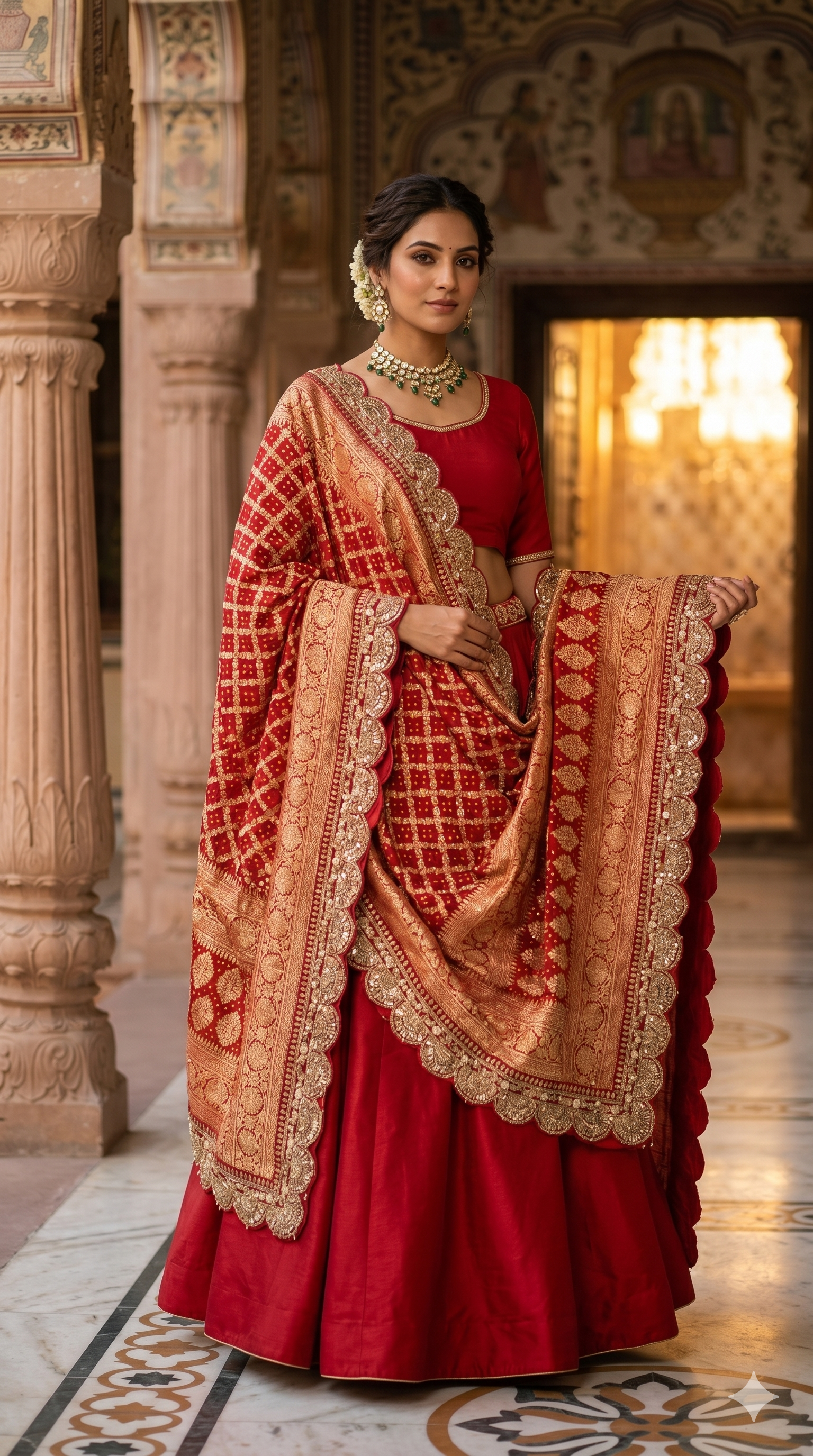 The Imperial Gharchola Scallop Dupatta